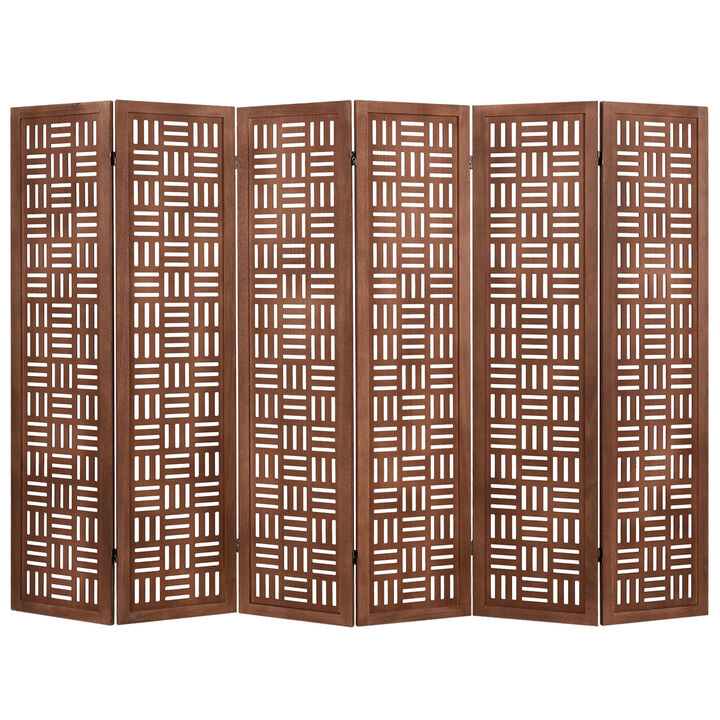 Solid Wood 6 Panel Folding Room Divider Privacy Screen