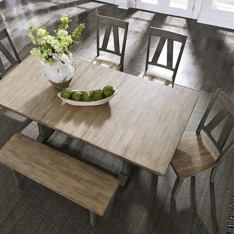 Liberty Furniture Lindsey Farm Trestle Table in Rubberwood Solids & Veneers w/ MDF image number 2