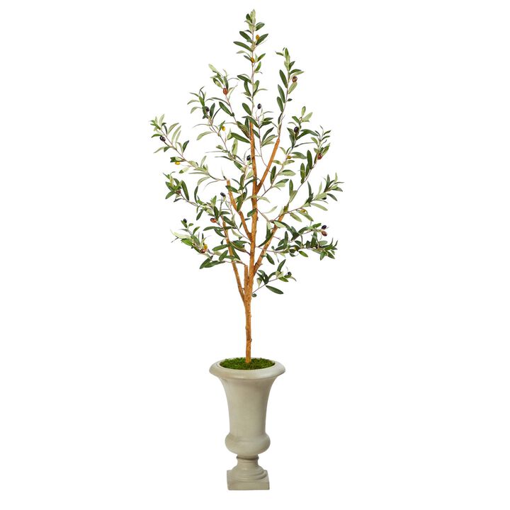 Nearly Natural 57-in Olive Artificial Tree in Sand Colored Urn