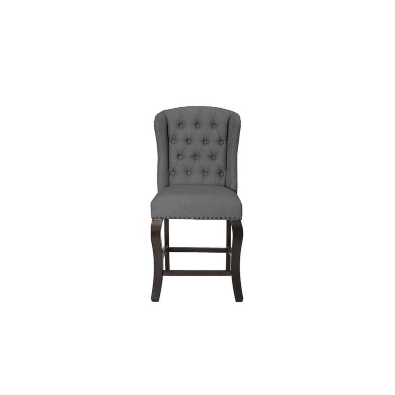 Best Quality Furniture Counter Height Upholstered Side Chairs With Tufted Buttons And Nailhead Trim