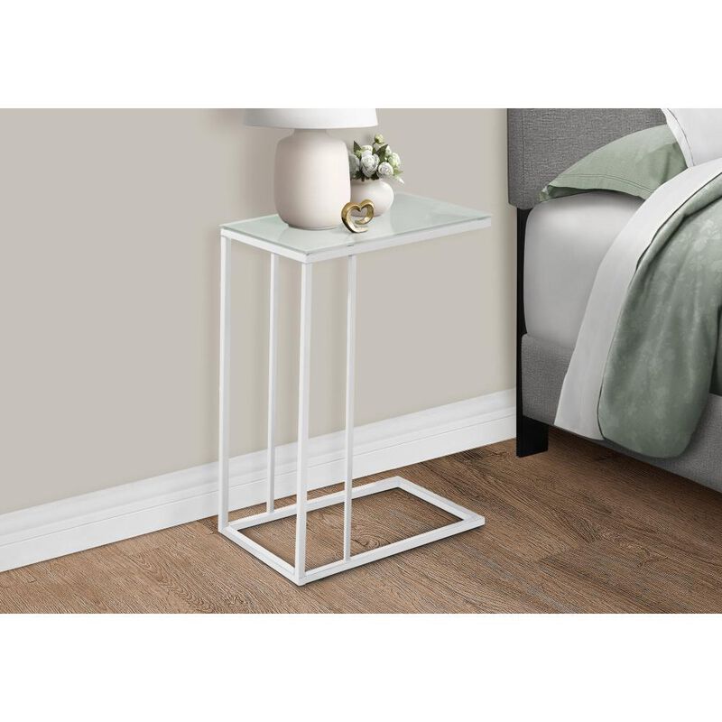 Contemporary Tempered Glass Accent Table – Sleek Metal Side Table for Living Room or Office