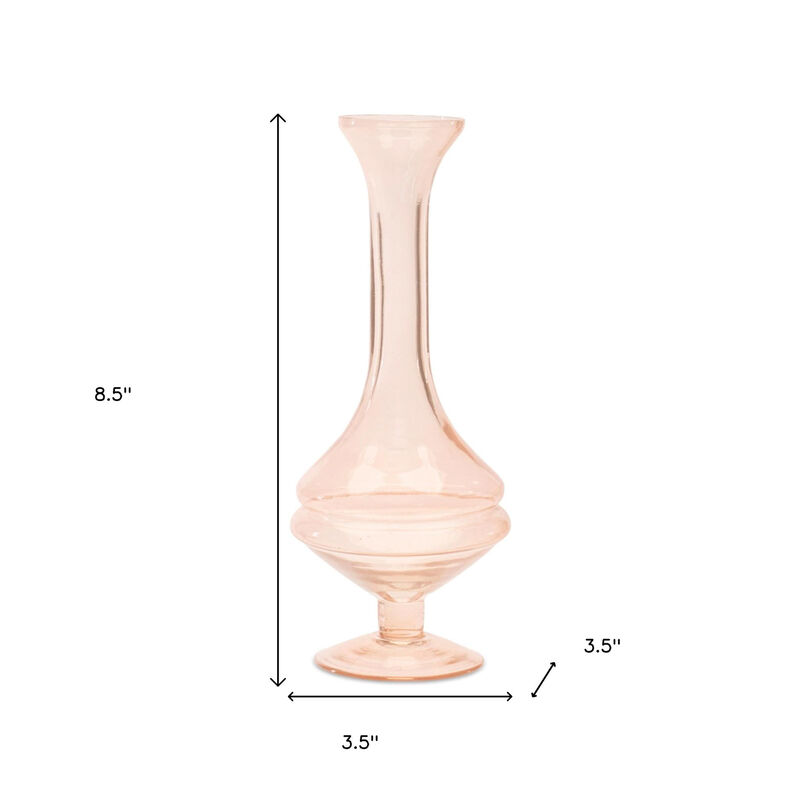 HomeRoots Set of Two 9" Pink Glass Trumpet Table Vases image number 4