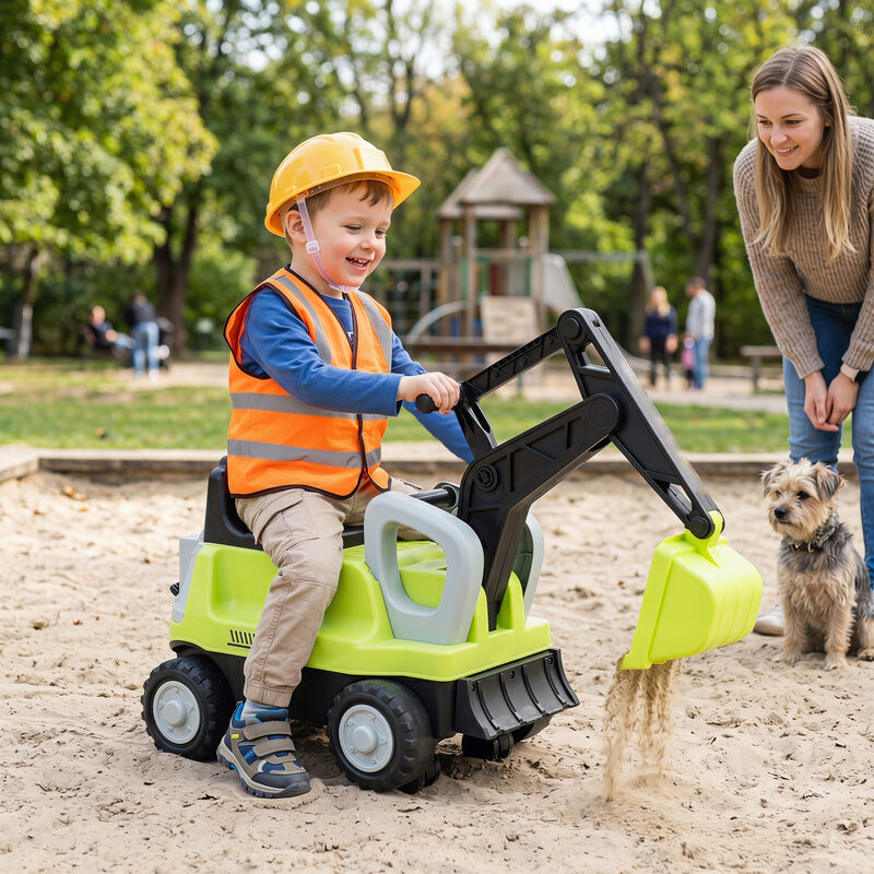 Kids Electric Ride On Tractor with Excavator Digging Arm and Detachable Trailer Toy image number 3
