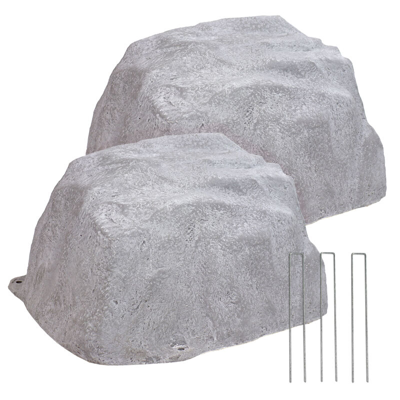 Low-Profile Artificial Polyresin Landscape Rock with Stakes - Set of 2