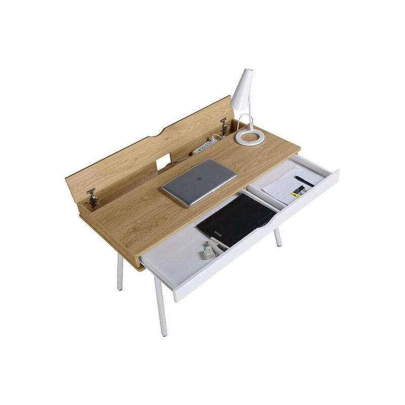Hivvago Modern Heavy Duty Laptop Computer Desk with Storage Drawer in Pine Wood Finish