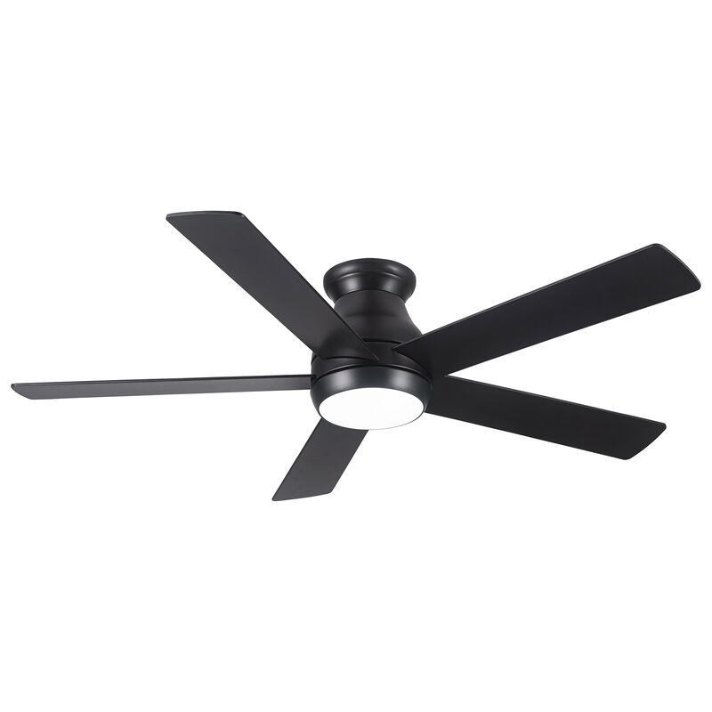 52 Inch Low Profile Ceiling Fan with Light, Matte Black DC Motor Fan with Remote image number 0
