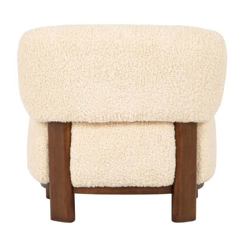 Boucle Accent Chair with Wood Base, Ivory image number 5