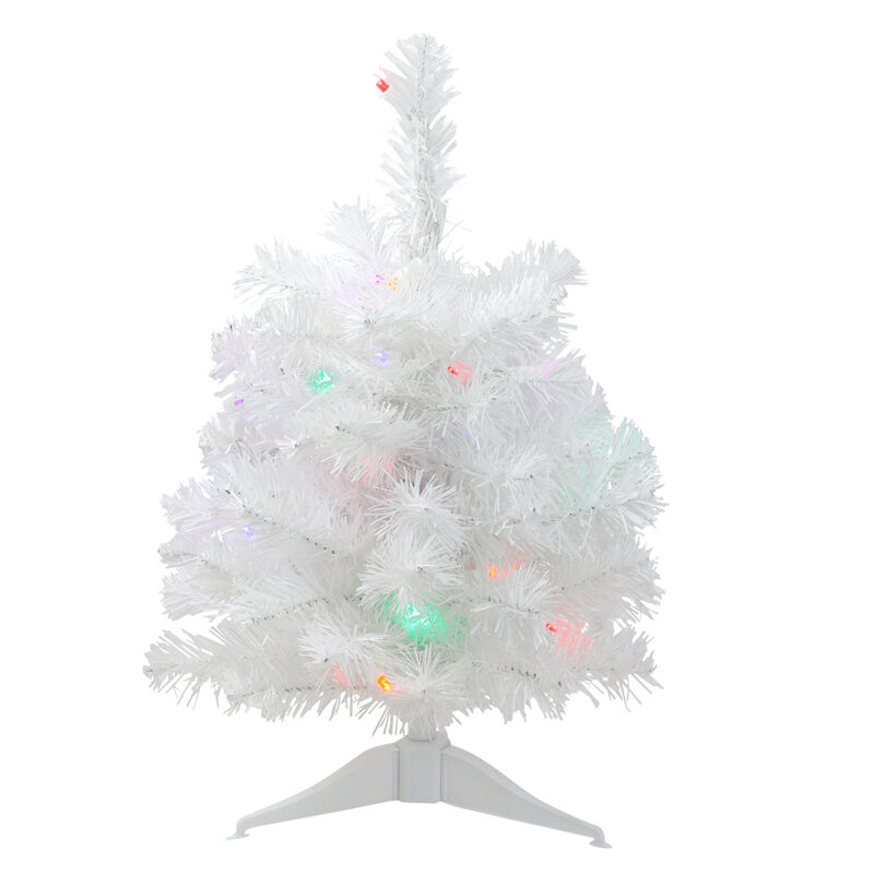 18" Pre-Lit Snow White Artificial Christmas Tree - Multicolor Lights