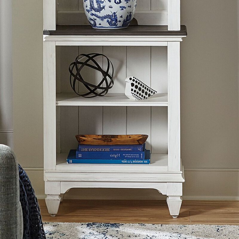 Liberty Furniture Entertainment Center with Piers - Wirebrushed White with Charcoal Tops image number 4