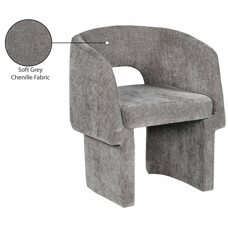 Meridian Furniture Emmet Grey Chenille Fabric Dining Chair / Accent Chair