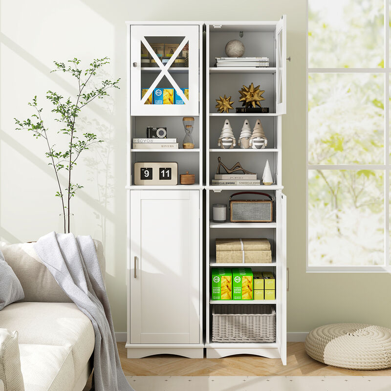 Bathroom Storage Cabinet with 5 Adjustable Shelves, Tall Freestanding Design