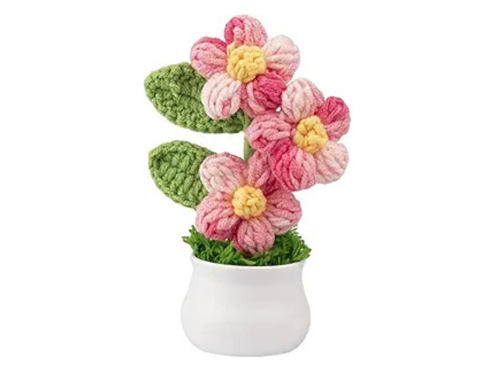 Colorful Artificial Outdoor Plants Home Decor Knitting Crochet