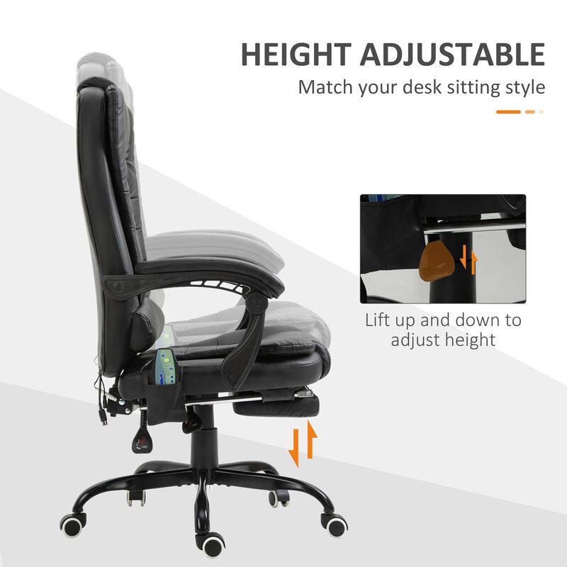 Black Executive Massager: 7-Point Vibrating High Back Office Chair