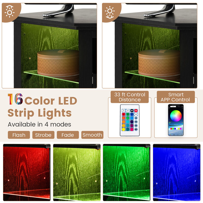 Modern TV Stand with LED Lights &ndash; Entertainment Center for Living Room Storage image number 6