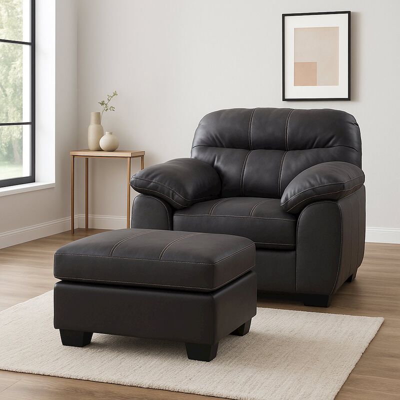 American Furniture Classics Vegan Leather Armchair with Matching Ottoman image number 1