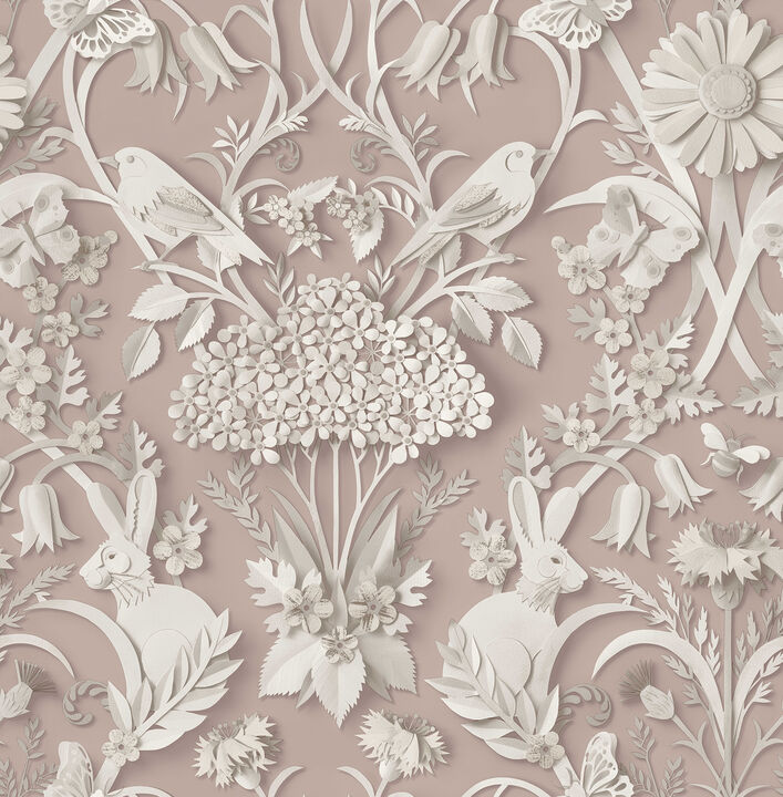 Fae Light Pink Woodland Wallpaper