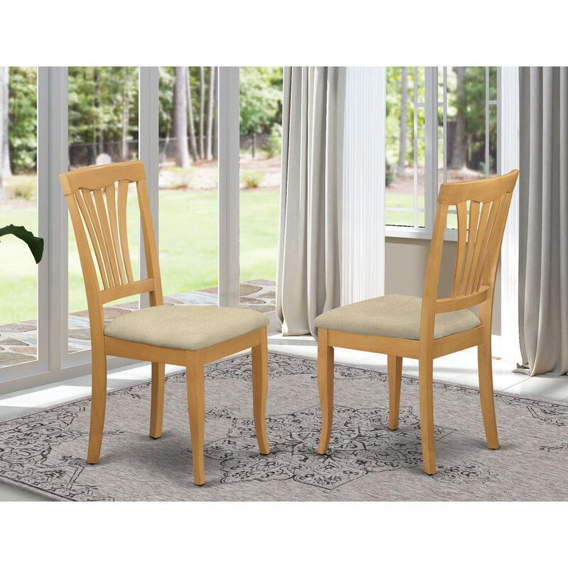 East West Furniture AVC-OAK-C Avon Chair With Cushion Seat - Oak Finish