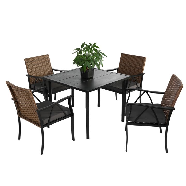 Fixtlu 5‑Piece Wicker Outdoor Patio Dining Set