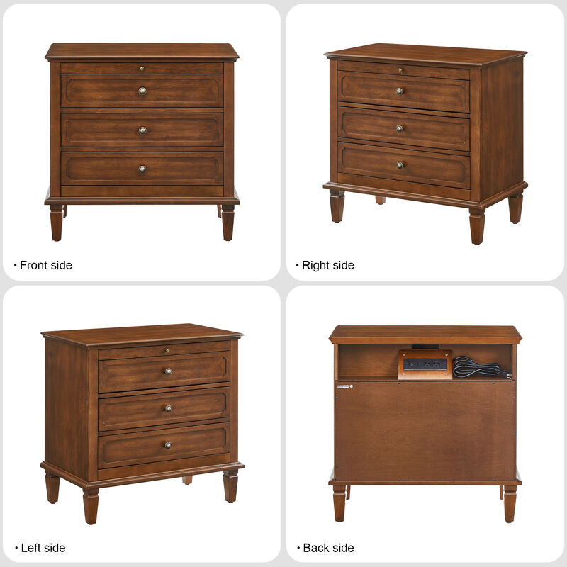 Jibber Farmhouse 3 Drawer Nightstand image number 2