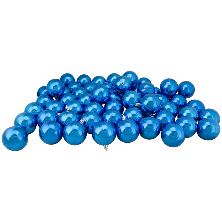 60ct Lavish Blue Shatterproof Shiny Christmas Ball Ornaments 2.5" (60mm)