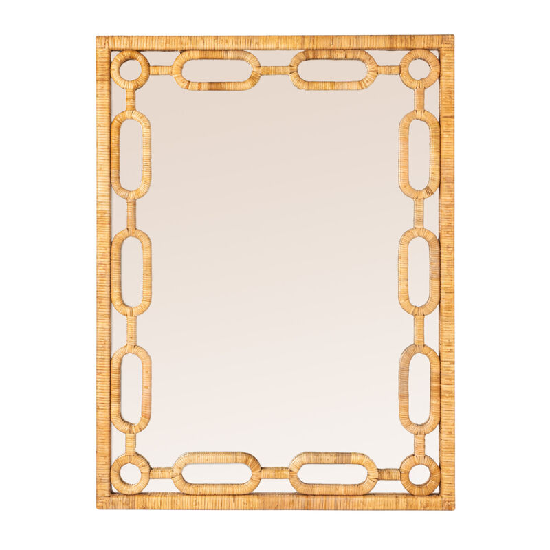 Woven Rattan Chain-Link Frame Mirror image number 3