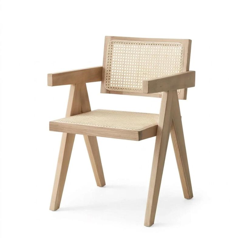 Eveleth Rattan Dining Chair with Solid Wood Frame image number 0