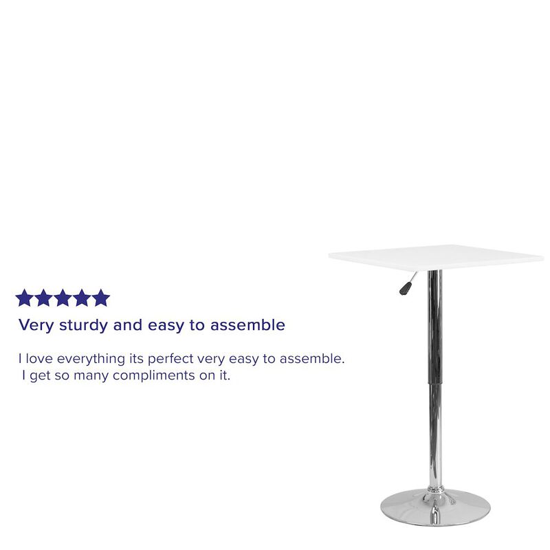 Flash Furniture 23.75'' Adjustable Height White Wood Swivel Top Table image number 1