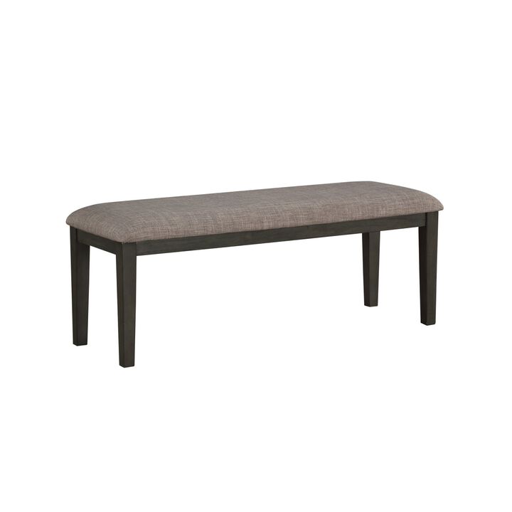 Transitional Look Gray Finish Wood Framed 1pc Bench Fabric Upholstered Seat Casual Dining Furniture