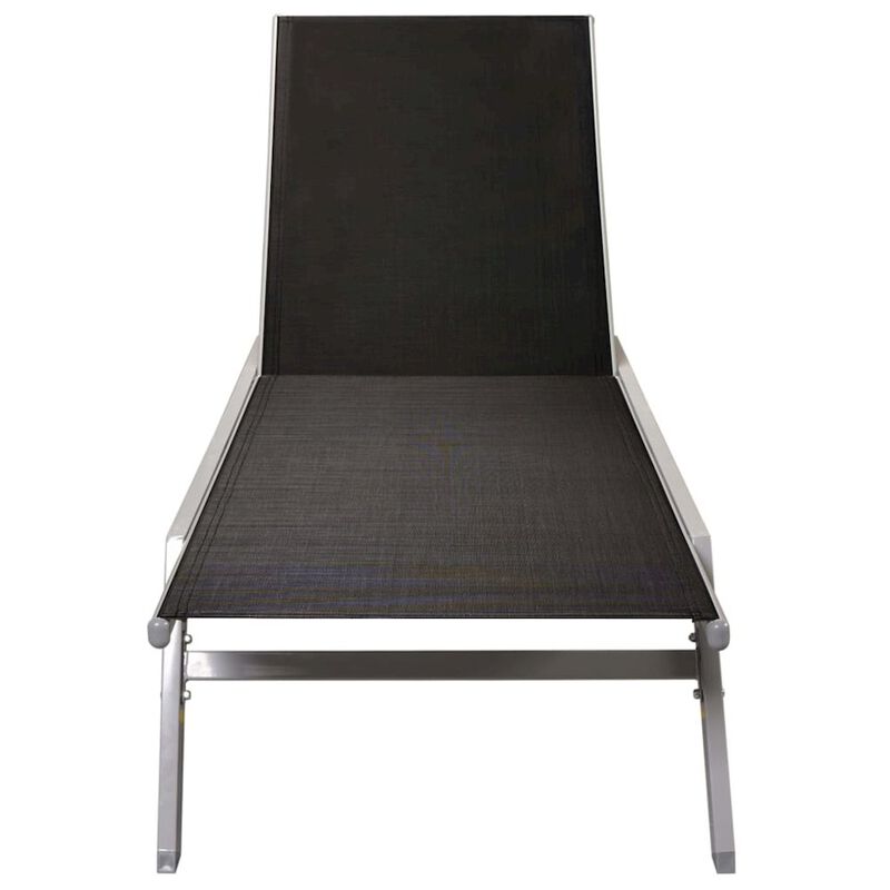 Sun Lounger Black and Silver Steel and Textilene Standard