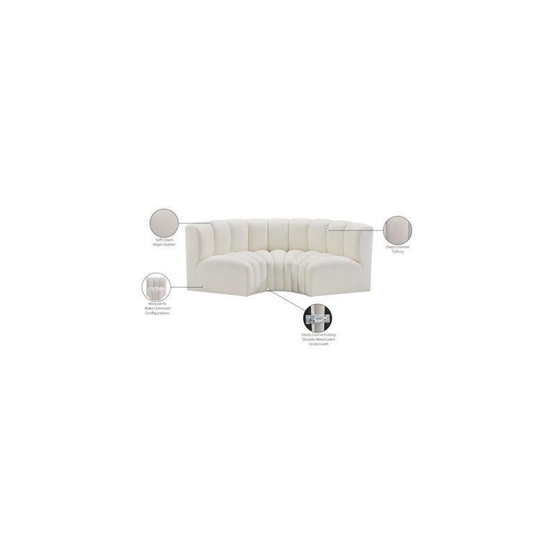 Meridian Furniture Arc Cream Vegan Leather Modular Sofa