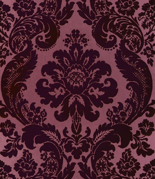 Shadow Merlot Flocked Damask Wallpaper (Set of 2)