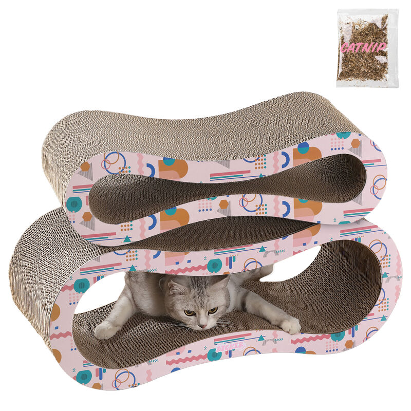 Suvi Modern Cardboard Infinity 2-in-1 Lounge Bed Cat Scratcher with Catnip