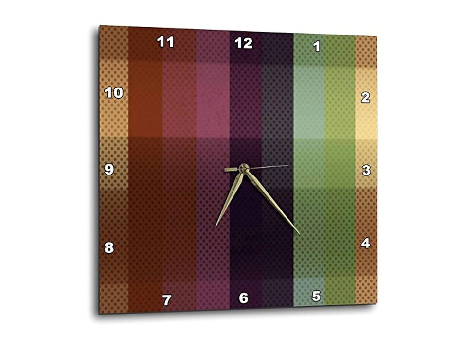 Blue Pink Green Brown Wide Stripes Wall Clock 15 Inch Home Decor