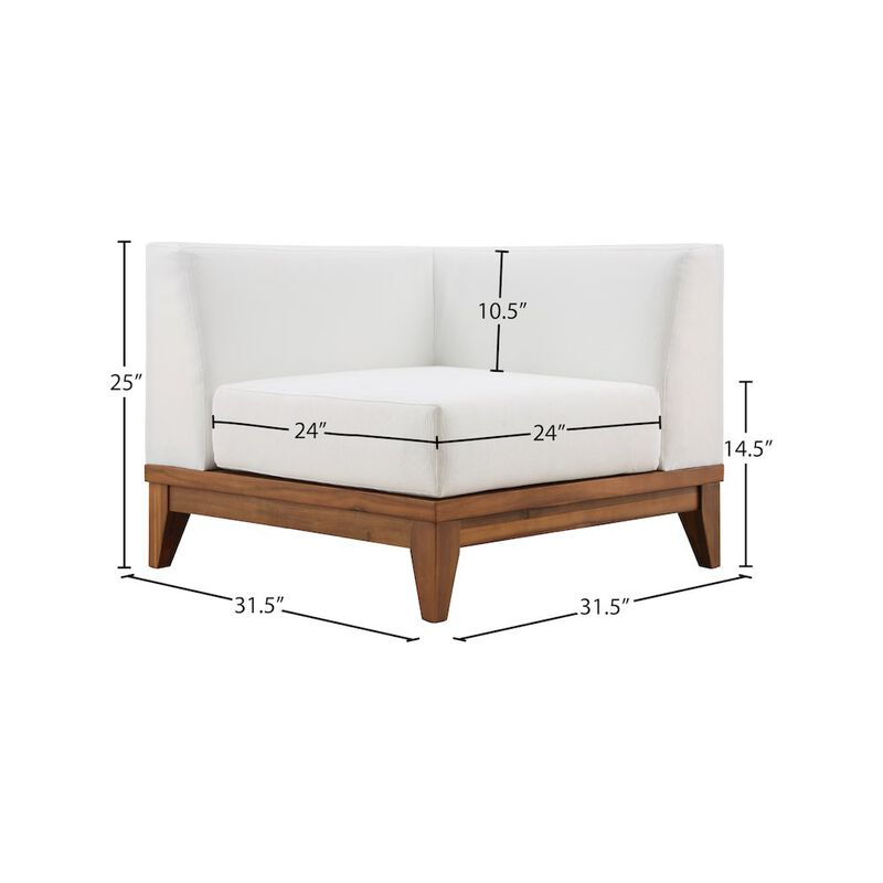 Meridian Furniture Rio Off White Water Resistant Fabric Outdoor Patio Modular Corner Chair