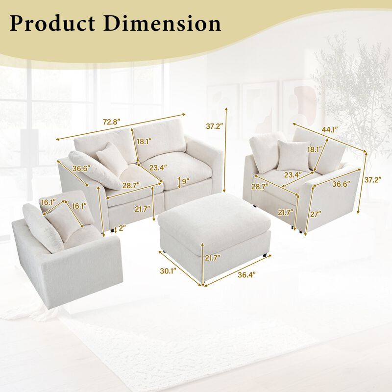Hubsam U-Style 4-Piece Sofa Set image number 9
