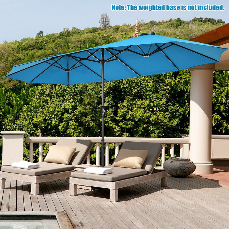 Extra-Wide Patio Umbrella &ndash; Dual Canopy with Crank Lift for Backyard or Garden