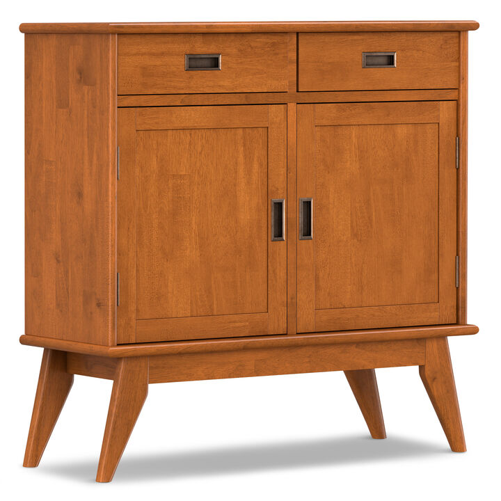 Draper SOLID HARDWOOD 36 inch Wide Mid Century Modern Entryway Storage Cabinet in Teak Brown