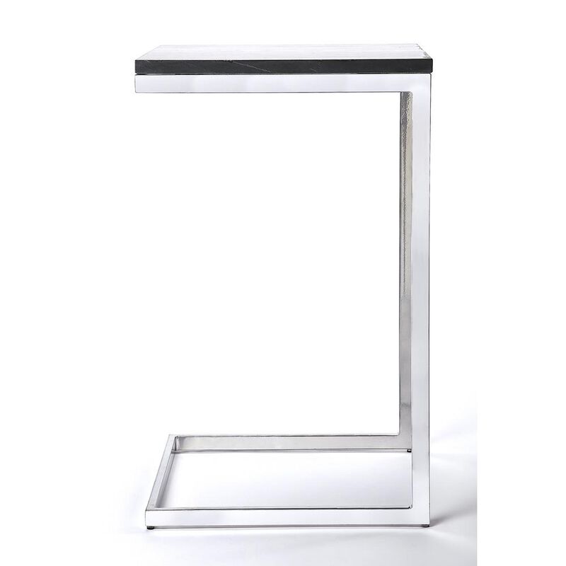 Butler Specialty Company Lawler Marble C- Side Table, Black, Silver