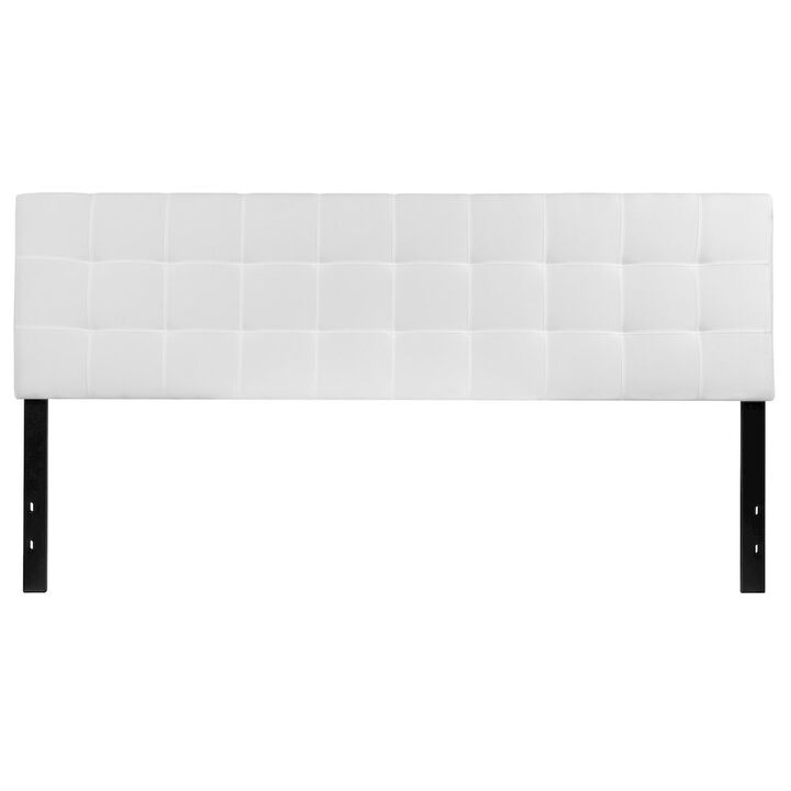 Flash Furniture Tufted Upholstered King Size Headboard in White Fabric