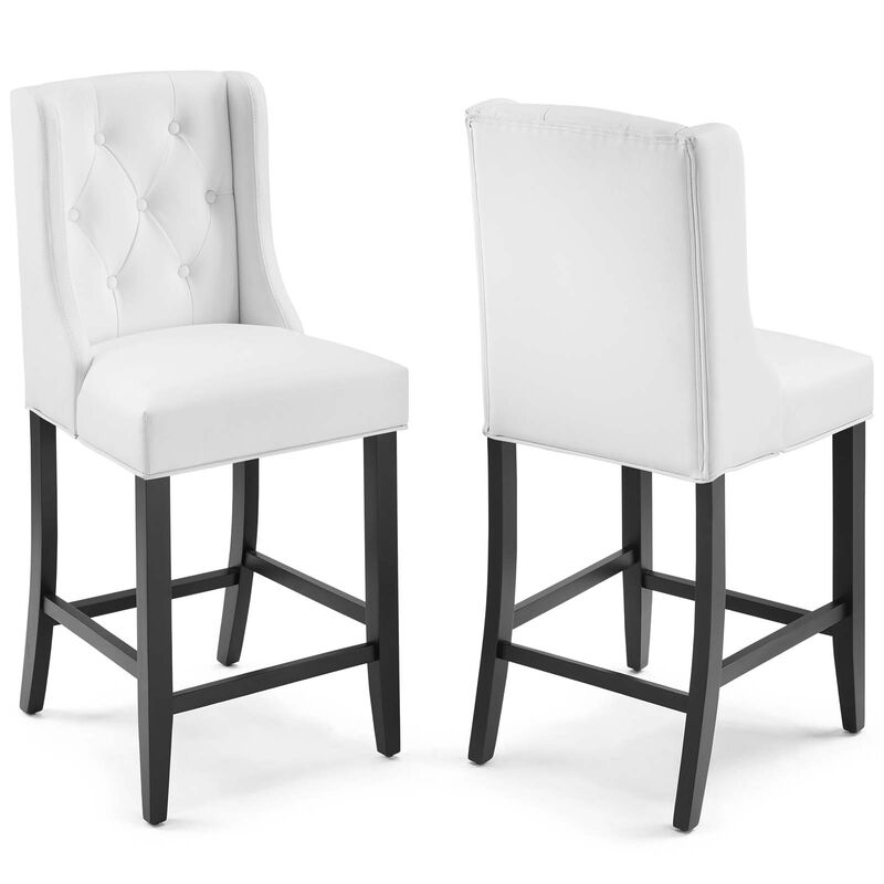 Baronet Counter Bar Stool Faux Leather Set of 2