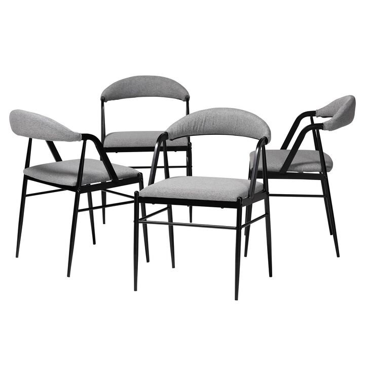 Baxton Studio Orrin Modern Industrial Grey Fabric and Metal 4 Piece Dining Chair Set