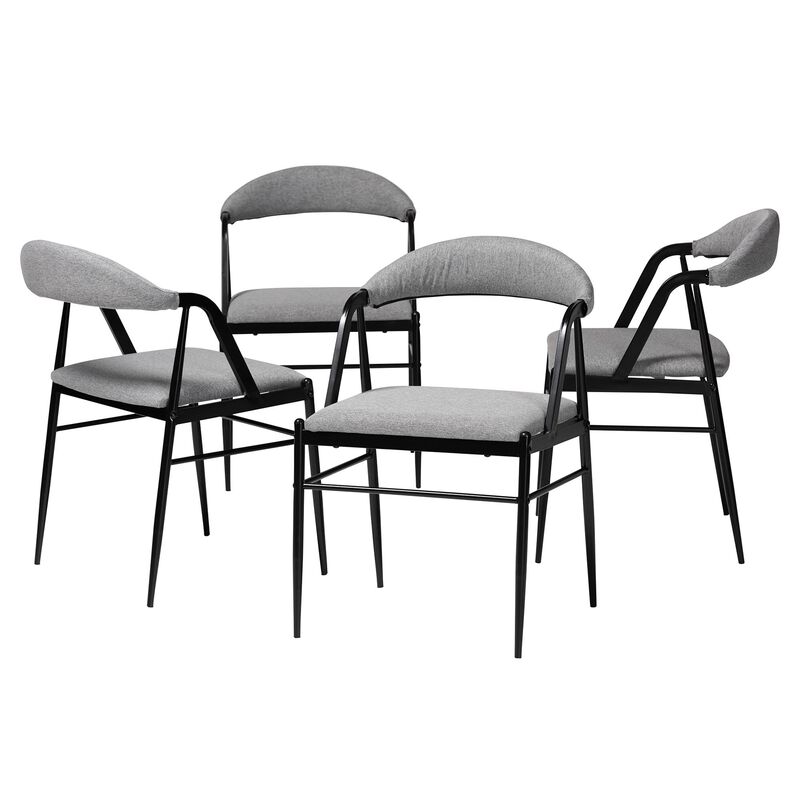 Baxton Studio Orrin Modern Industrial Grey Fabric and Metal 4 Piece Dining Chair Set