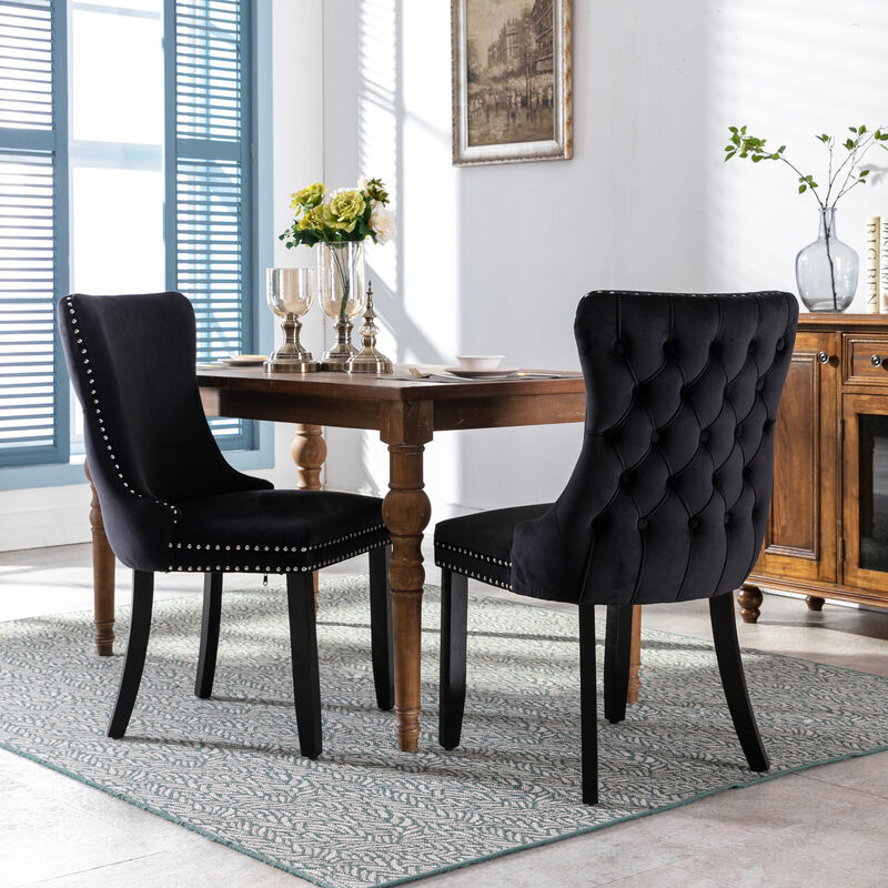 Streamdale Black Upholstered Dining Chairs, Set of 2