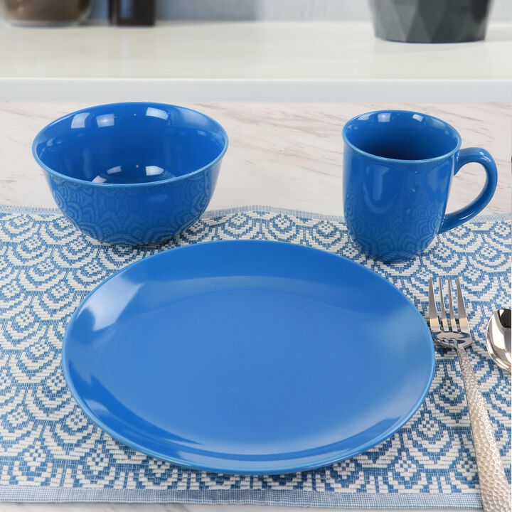 Gibson Home Mercer 12pc Blue Stoneware Dinnerware Set