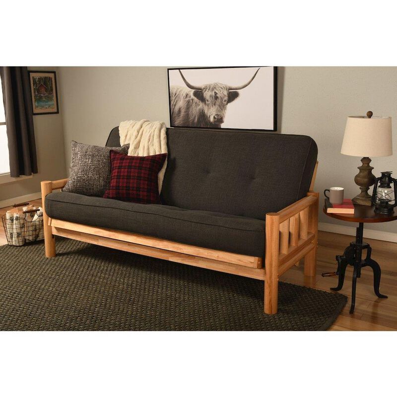 Lodge Frame-Natural Finish-Linen Charcoal Mattress