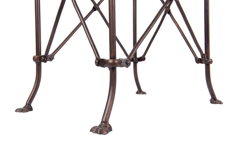 Vintage Rectangular Metal Side Table with Claw Sole Feet, Antique Bronze image number 6