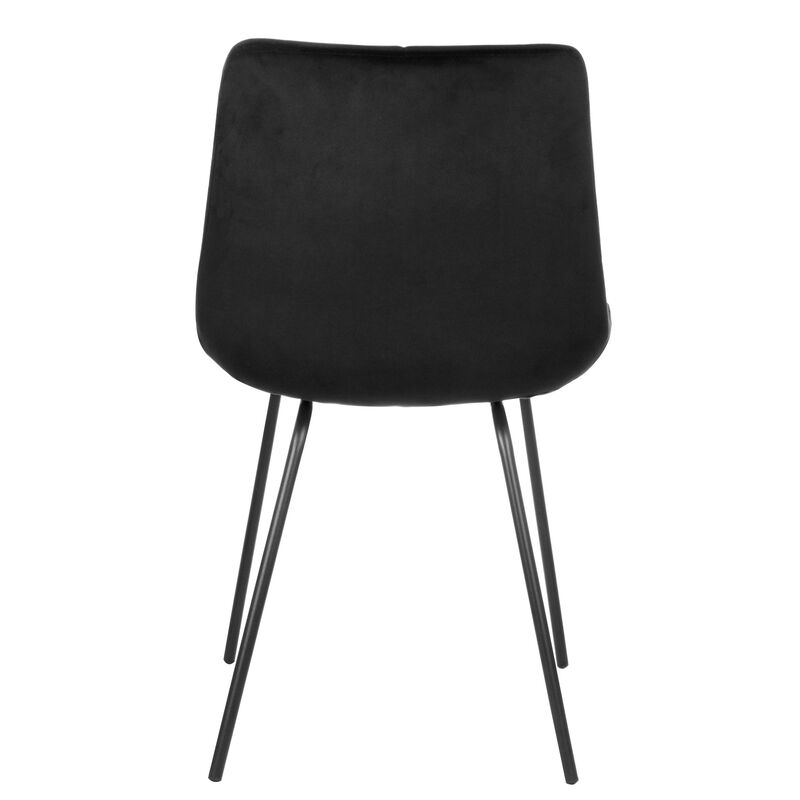 Elama 2 Piece Tufted Chair in Black with Metal Legs