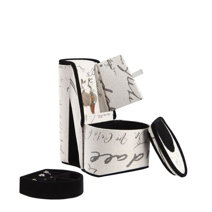 9" Tall Display Jewelry Box With Hidden Storage, High Heel Shoe Design, Stencil Letter Print