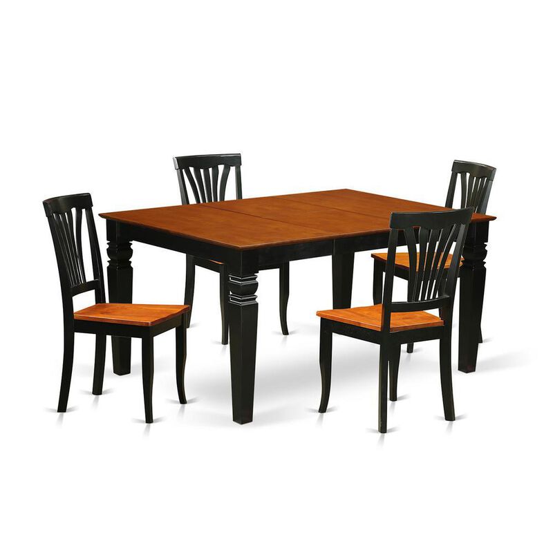 7 Pc Dinette set with a Dinning Table and 6 Wood Dining Chairs in Black