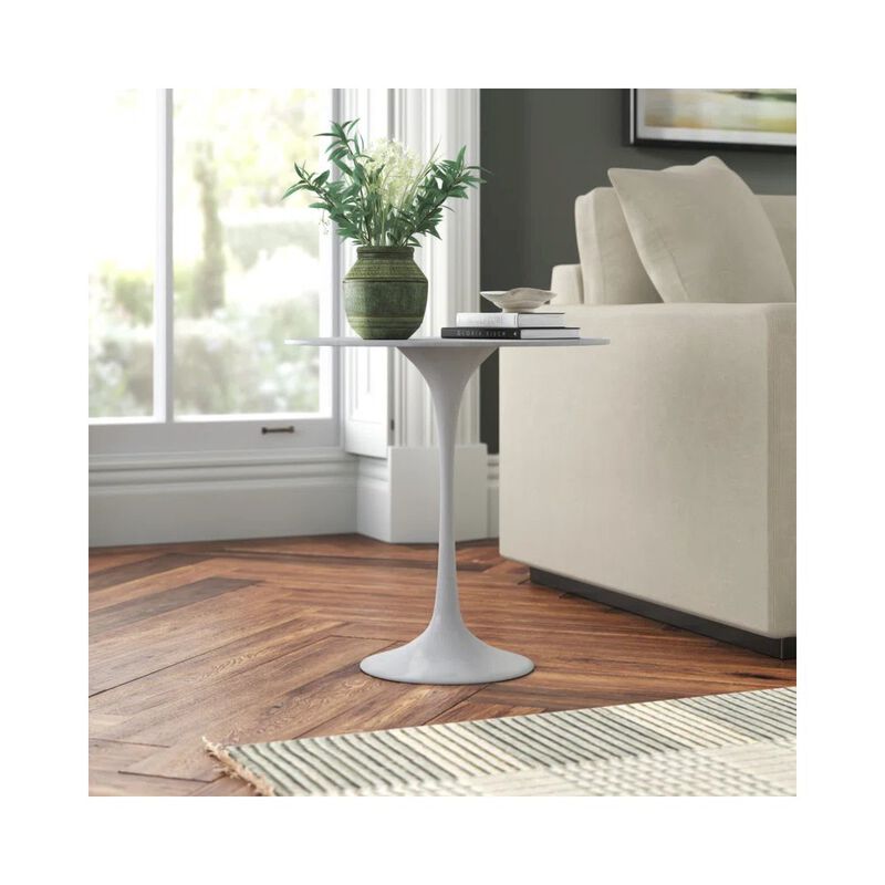Pangea Home Ella Side Table Marbel White